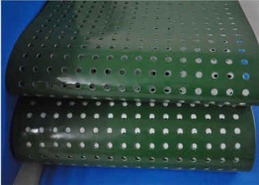 Green PVC Plastic Corrugator Conveyor Belt With Punching Holes For Lightweight Conveying