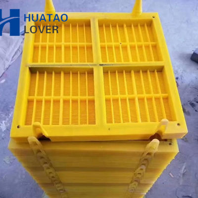 Yellow 0.125mm Aperture Polyurethane Screen Panel with Steel Frame for Fine Sand Dewatering