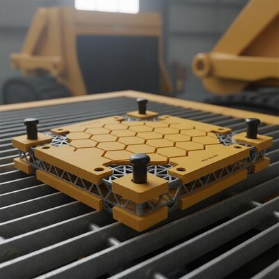 Bảng điều khiển mô-đun Polyurethane với chốt chốt dạng búa và khung thép nhúng cho sàn thiết bị khai thác ở định dạng mô-đun 305x305mm