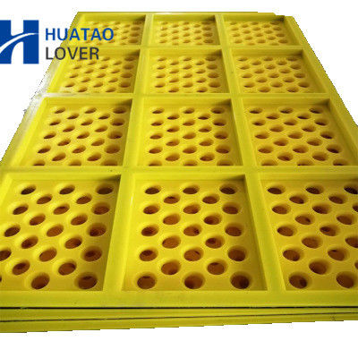 Màn kính tròn tùy chỉnh loại lỗ Polyurethane màn hình thảm với khung thép nhúng cho khai thác mỏ